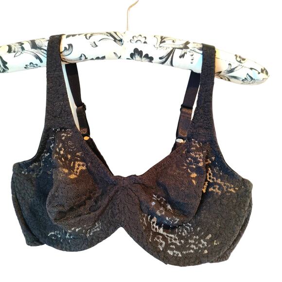 Wacoal 34D Black Sheer Lace Soft cup Underwire Bra Intimates Lingerie Sexy - Picture 1 of 5
